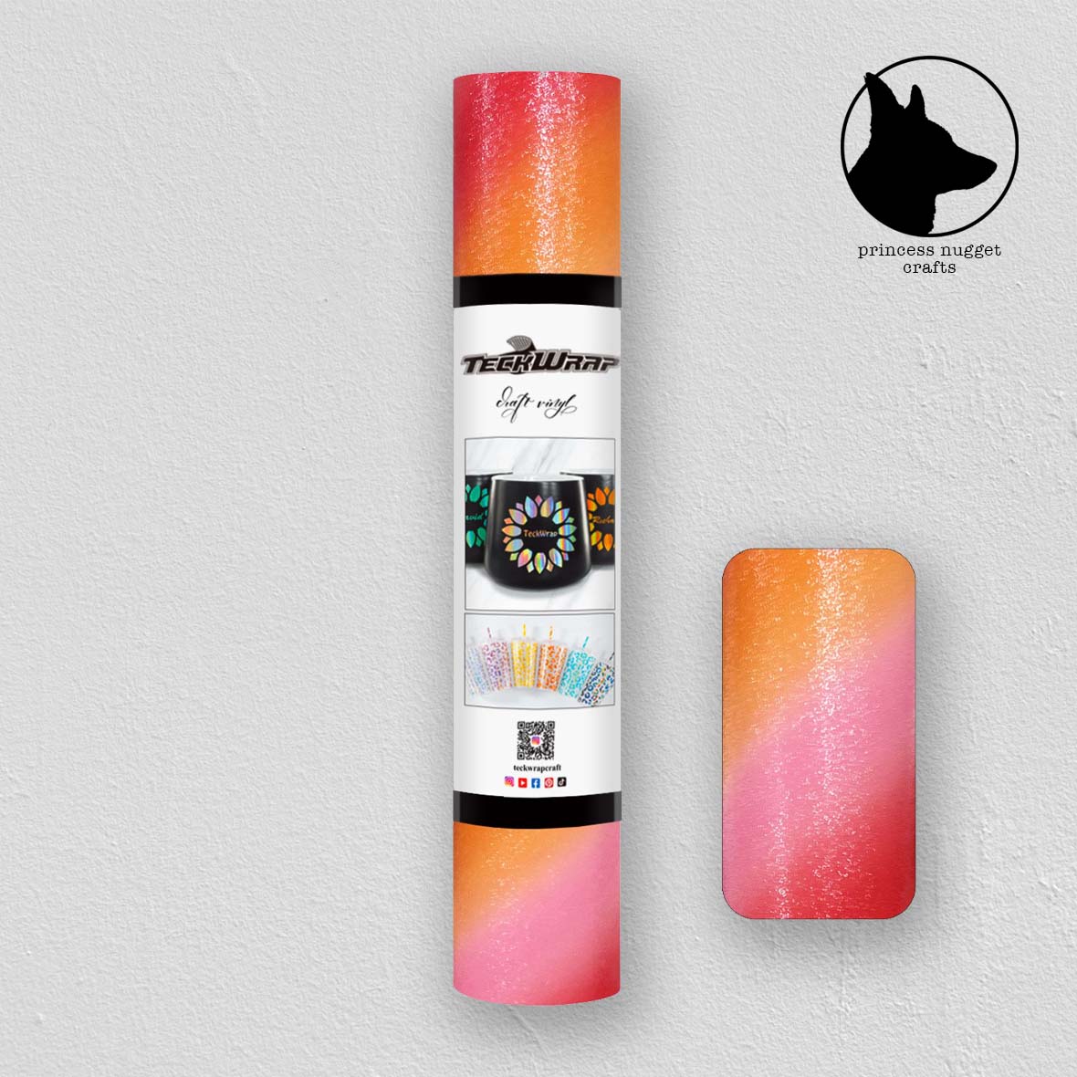 Feuille de Teckwrapcraft Rainbow Stripes diagonal Tea Rose vinyle
