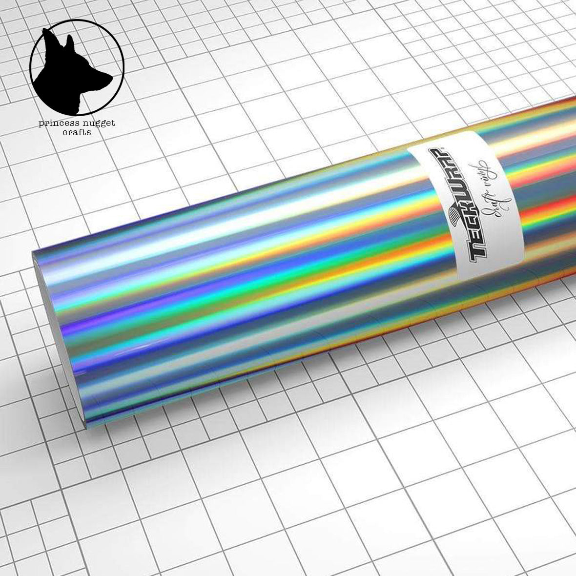 Feuille de Teckwrapcraft FLEX Soft Metallic Rainbow Silver (Holographic)