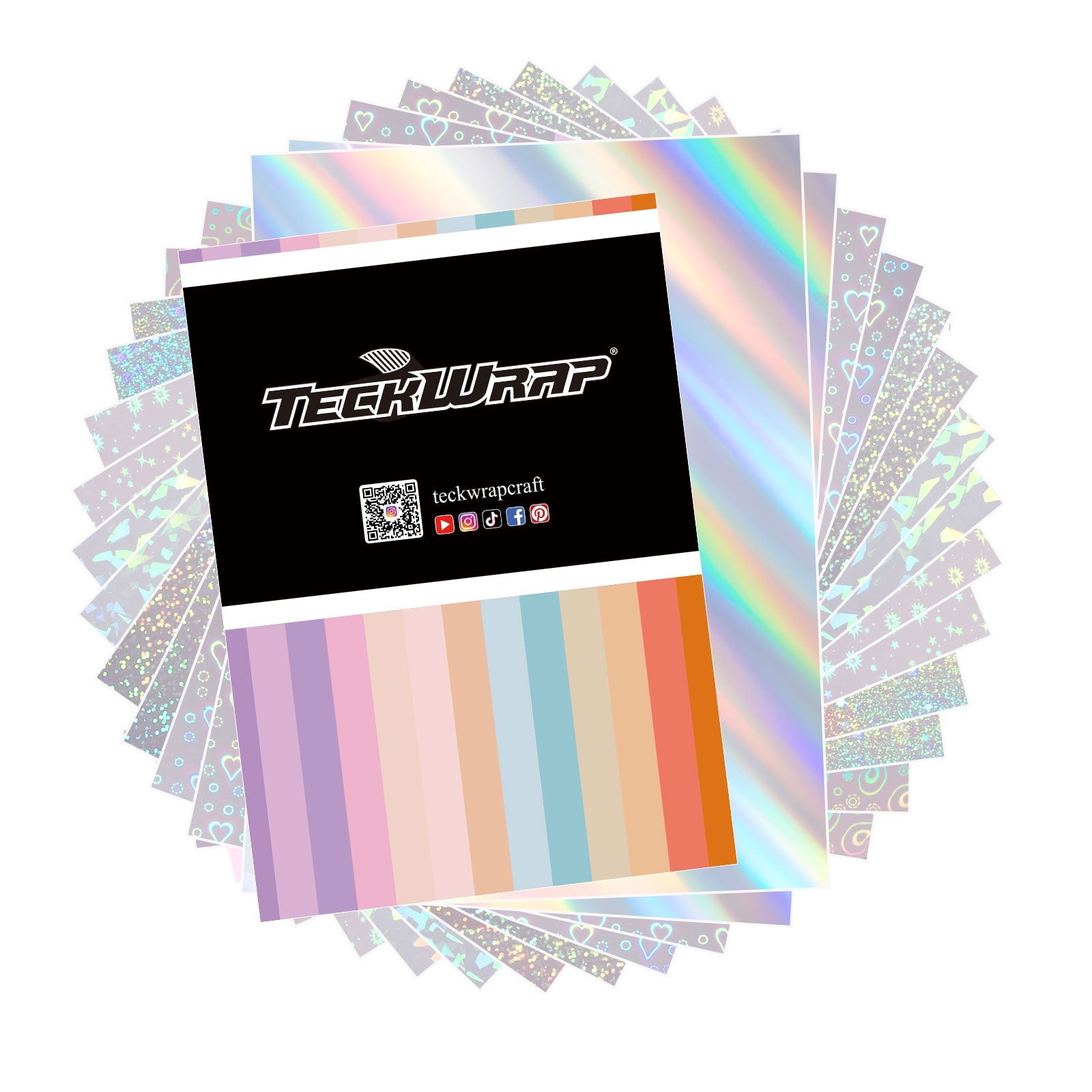 Teckwrapcraft Feuille transparante autocollante holographique - 14 feuilles A4